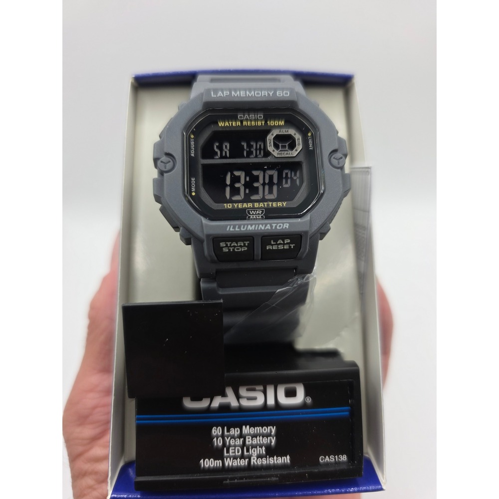 Casio WS-1400H-8AV Mens Digital Sport Watch 60 Lap Memory 100M Water Resist Grey